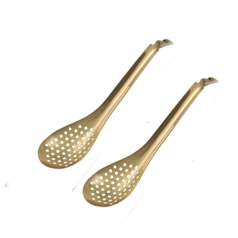 2 PCS 304 Stainless Steel Small Caviar Colander Molecular Cooking Spoon, Color: Golden - Shopkiz.com