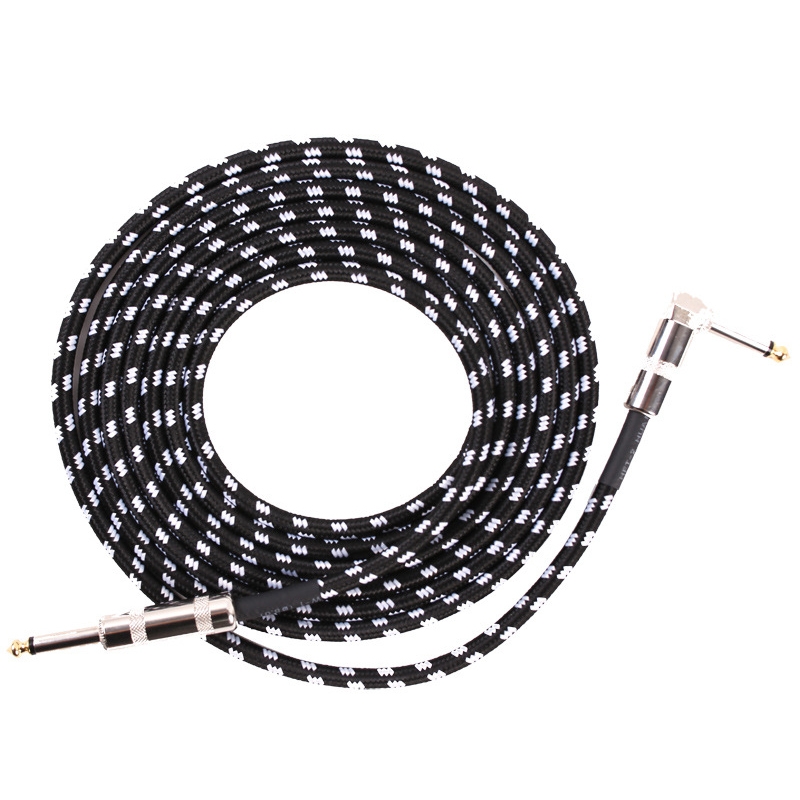 Guitar Connection Wire Folk Bass Performance Noise Reduction Elbow Audio Guitar Wire, Size: 3m(Black White)