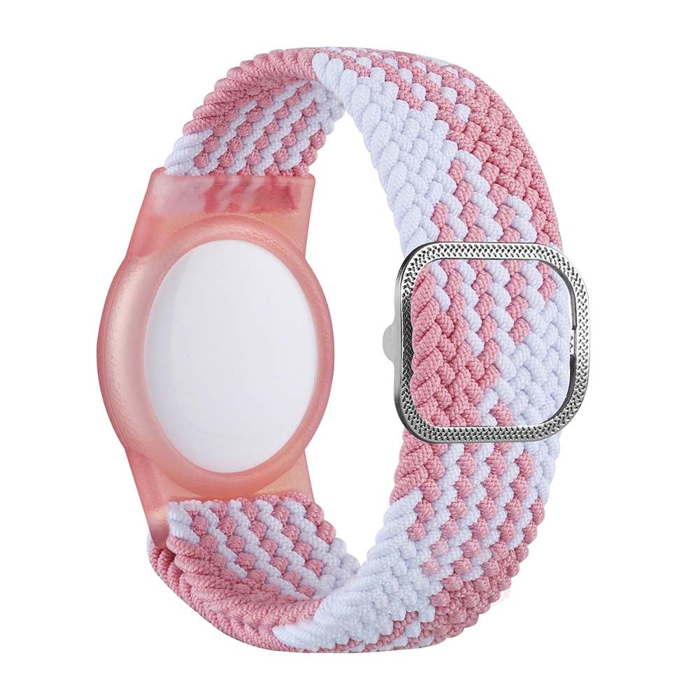 Wristband Protective Case Anti Scratch Bracelet Adjustable Strap For AirTag 2nd Gen / AirTag 1st Gen(Pink White) - Shopkiz.com