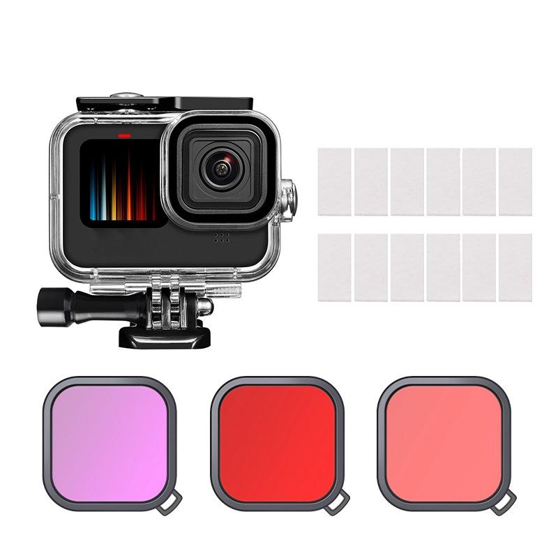 45m Depth Waterproof Case + Filter + Anti-Fog Sheet Set For GoPro HERO9 Black / HERO10 Black - Shopkiz.com