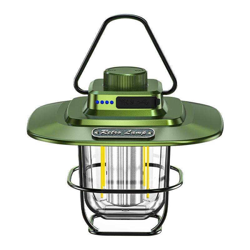 LY02 LED Retro Lantern Hand Tent Lamp USB Charging Camping Light(Green) - Shopkiz.com