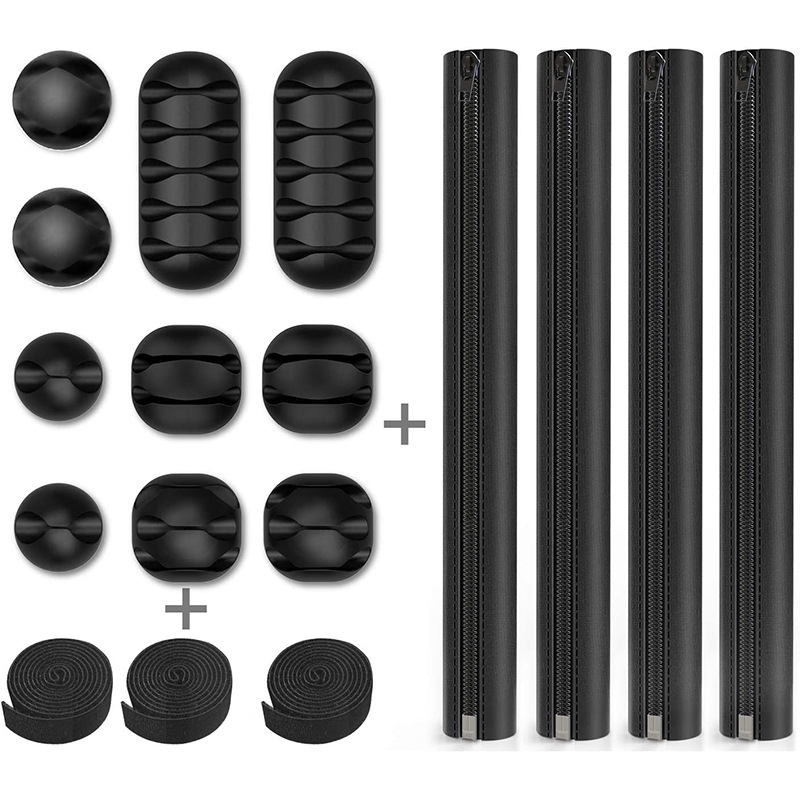 3 In 1 0.5m Kit Cord Management Organizer Kit Cable Sleeve With Zipper Cable Clip - Shopkiz.com