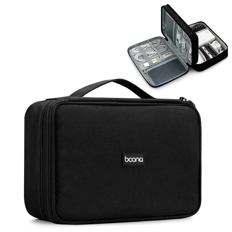 Baona Multifunctional Earphone Data Cable Digital Storage Bag, Spec: XL (Black) - Shopkiz.com