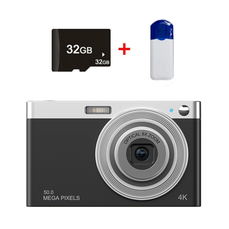 C13 2.88 inch 4K 8X Optical Zoom Telescopic Lens HD Digital Camera, Spec: Black+Card Reader+32G - Shopkiz.com