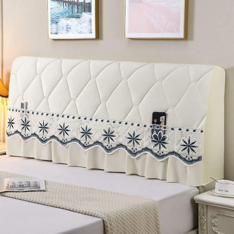 Bedside All-Inclusive Anti-Collision Quilted Thick Fabric Protective Cover, Size: 60x220cm(Eight Petals Beige) - Shopkiz.com