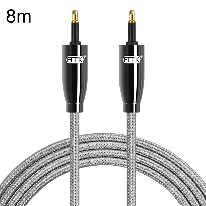 EMK QH4.0 Mini Toslink 3.5mm Interface SPDIF Audio Fiber Optical, Length: 8m(Black) - Shopkiz.com