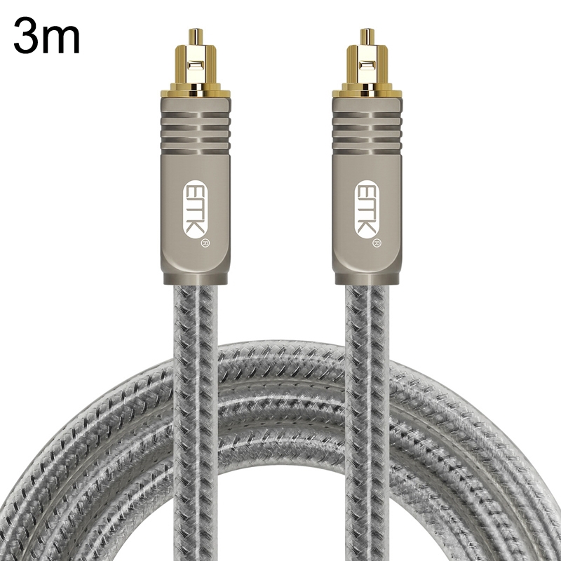 EMK YL/B Audio Digital Optical Fiber Cable Square To Square Audio Connection Cable, Length: 3m(Transparent Gray) - Shopkiz.com