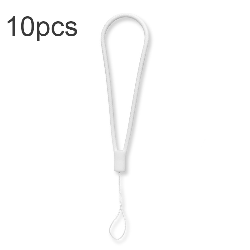 10pcs Silicone Woven Pattern Cell Phone Lanyard Anti-loss Hand Rope(White) - Shopkiz.com