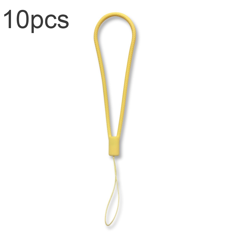 10pcs Silicone Woven Pattern Cell Phone Lanyard Anti-loss Hand Rope(Lemon Yellow) - Shopkiz.com
