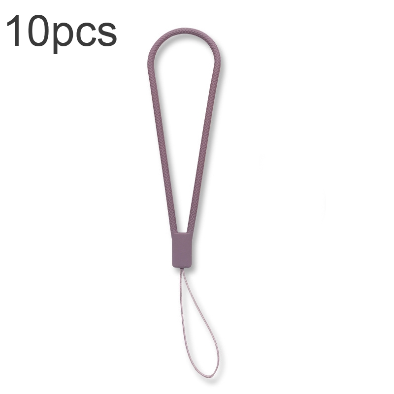 10pcs Silicone Woven Pattern Cell Phone Lanyard Anti-loss Hand Rope(Cherry Purple) - Shopkiz.com