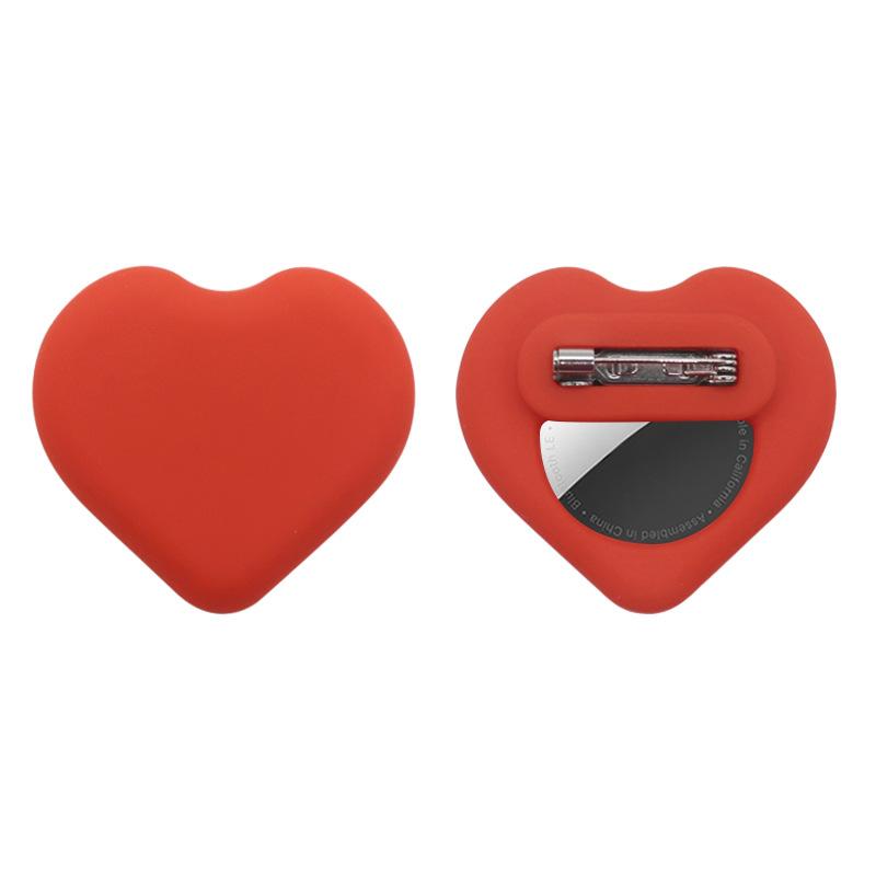 For AirTag 2nd Gen / AirTag 1st Gen Tracker Heart-Shape Silicone Case With Safety Pins Hidden Inside Clothes Shoes(Red) - Shopkiz.com