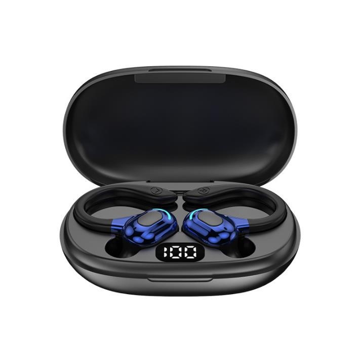 F8 Hanging Ear Stereo Wireless Bluetooth Earphones With Charging Bin(Blue Double Ear) - Shopkiz.com