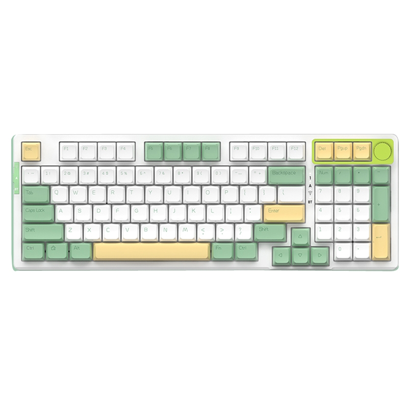 Ajazz AK966 96-Key Bluetooth Wireless Three Model Hot Swap RGB Mechanical Keyboard, MX CREAM Shaft(Green Yellow) - Shopkiz.com