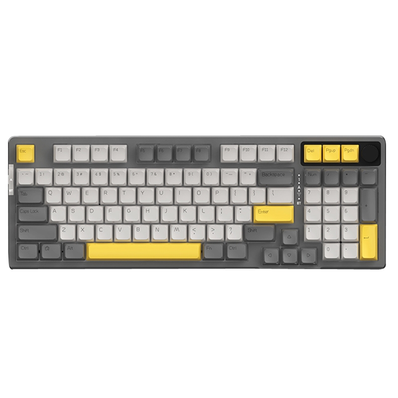Ajazz AK966 96-Key Bluetooth Wireless Three Model Hot Swap RGB Mechanical Keyboard, MX CREAM Shaft(Black Yellow) - Shopkiz.com