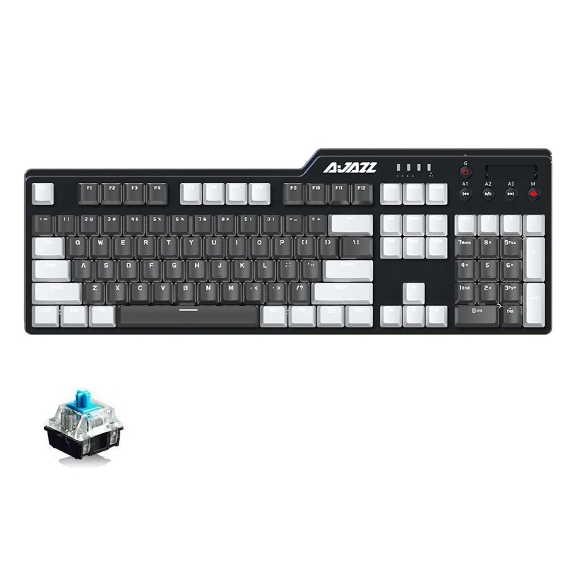Ajazz AK35I 110 Keys White Light Backlight PBT Keycap Wired Mechanical Keyboard Green Shaft (White Gray) - Shopkiz.com