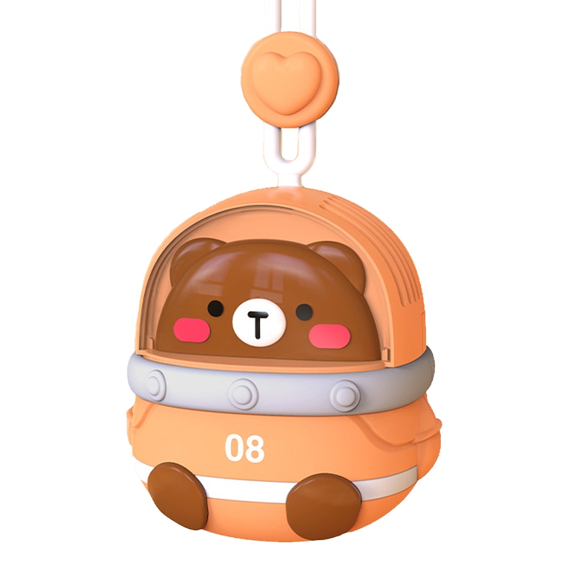 CS1327 Small USB Charging Cartoon Hanging Neck Fan Portable Leafless Silent Mini Fan(Bear) - Shopkiz.com