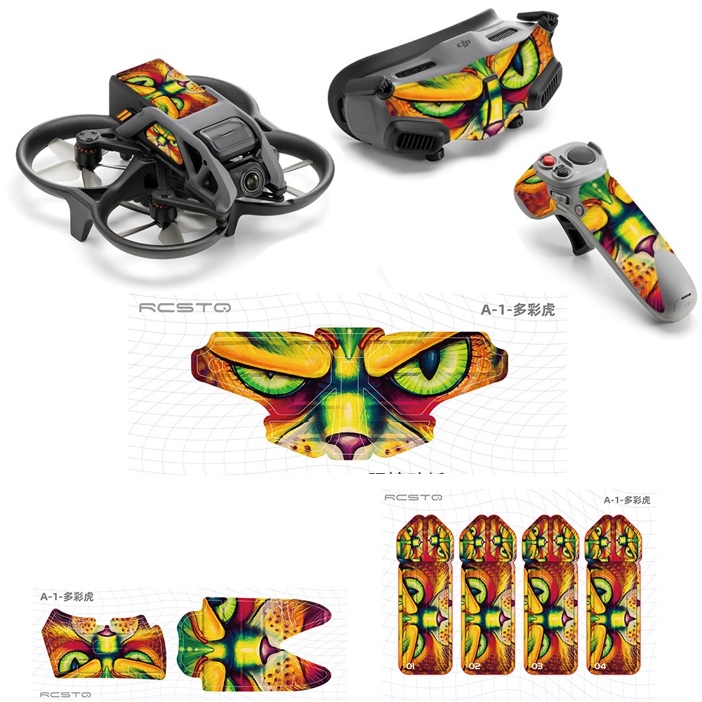 For DJI Avata RCSTQ Body Sticker For Goggles 2 Glasses PVC Colorful Sticker Set(Colorful Tiger) - Shopkiz.com