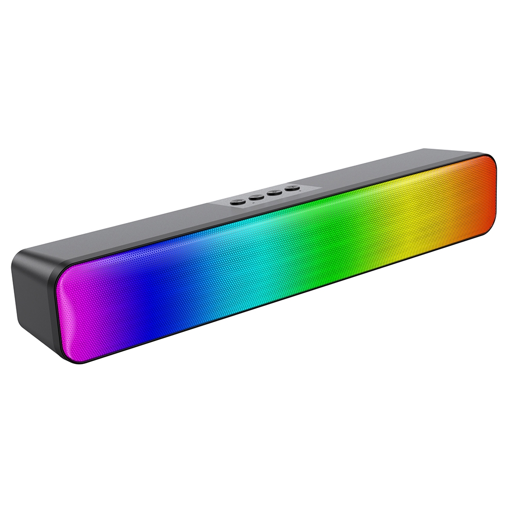 E-3562 Desktop Long Strip Multifunctional RGB Colorful Light Bluetooth Wireless Speaker(Black) - Shopkiz.com
