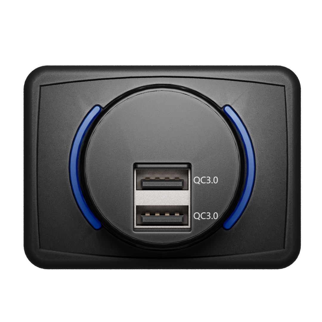 UCC-319 QC+QC Car Modified Panel Car Charger(Blue) - Shopkiz.com