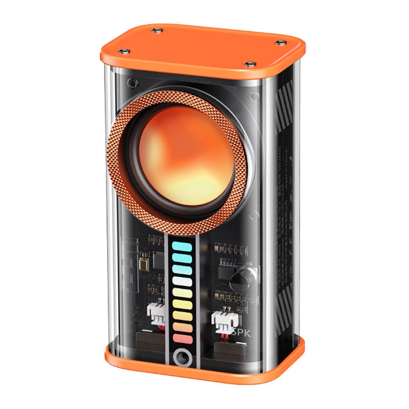 REMAX RB-M68 Transparent Mecha Wireless Bluetooth Speaker Desktop Small Speaker(Orange) - Shopkiz.com