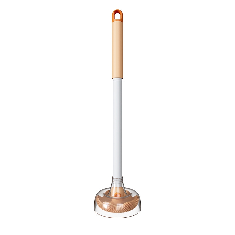 Household Octopus Wall Mounted Soft Rubber Toilet Brush, Color: Orange (With Base) - Shopkiz.com