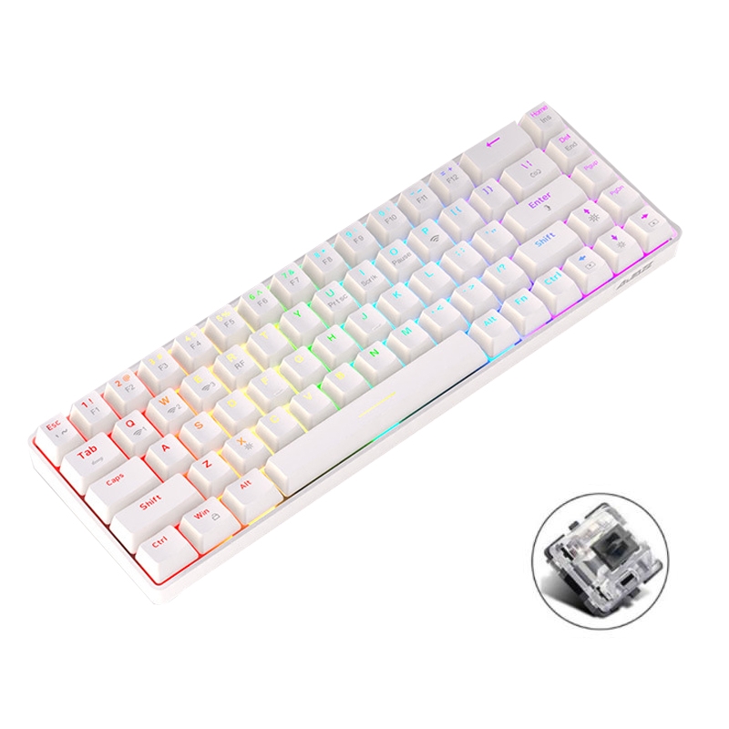 Ajazz K685T 68 Keys Wireless/Bluetooth/Wired 3-Mode Hot Swap Customized RGB Mechanical Keyboard Black Shaft (White) - Shopkiz.com