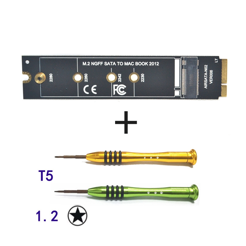 M.2 NGFF SATA To MAC SSD Adapter Riser Card For MacBook Air 2012 A1465 A1466 With Screwdriver - Shopkiz.com