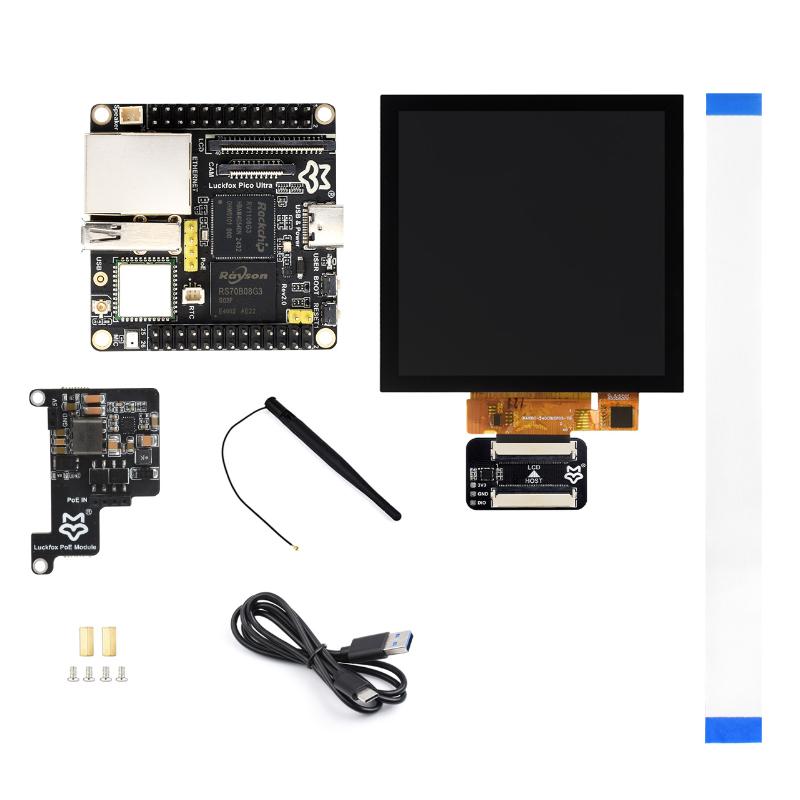 Luckfox Pico Ultra W RV1106G3 1TOPS Mini Linux Development Board Integrated Processor With Wi-Fi/PoE, Specification: 720x720 Touch Screen -
