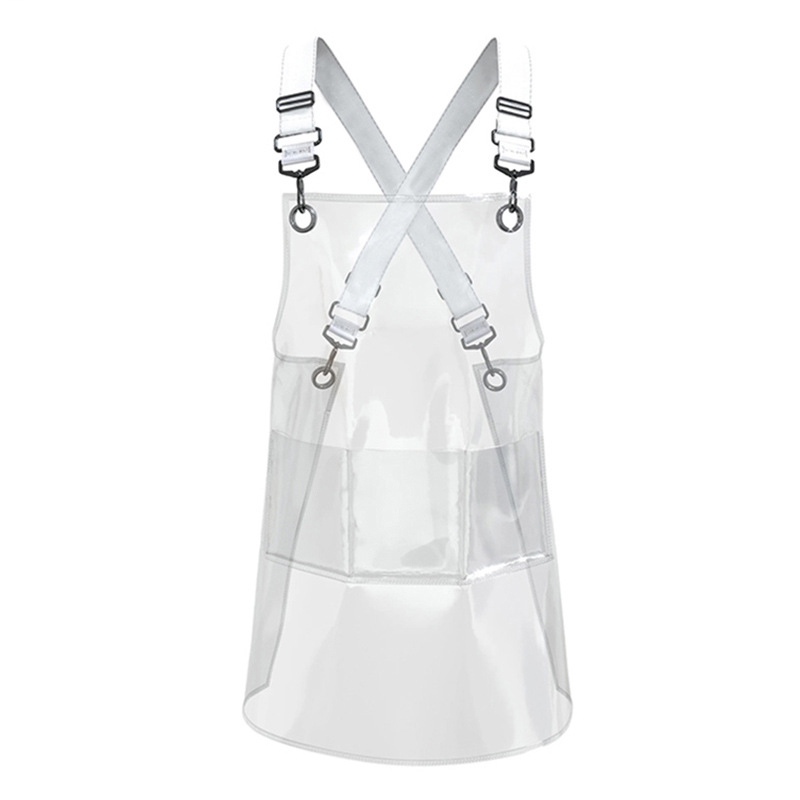 50 Silk Short 60cm Transparent TPU Apron Solid Color Webbing Adjustable Work Apron(Transparent + White Webbing) - Shopkiz.com