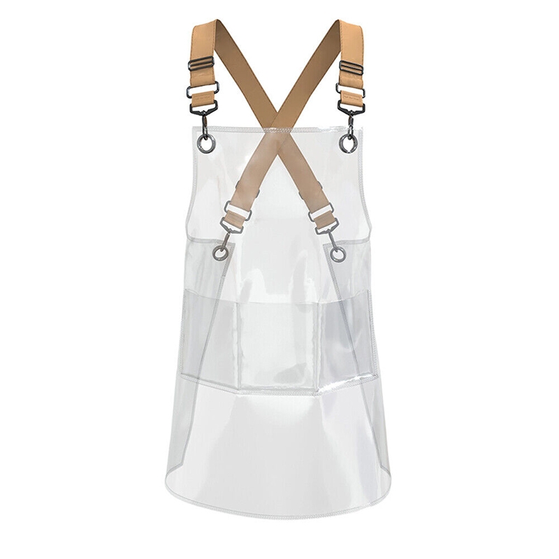 50 Silk Short 60cm Transparent TPU Apron Solid Color Webbing Adjustable Work Apron(Transparent + Yellow Webbing) - Shopkiz.com