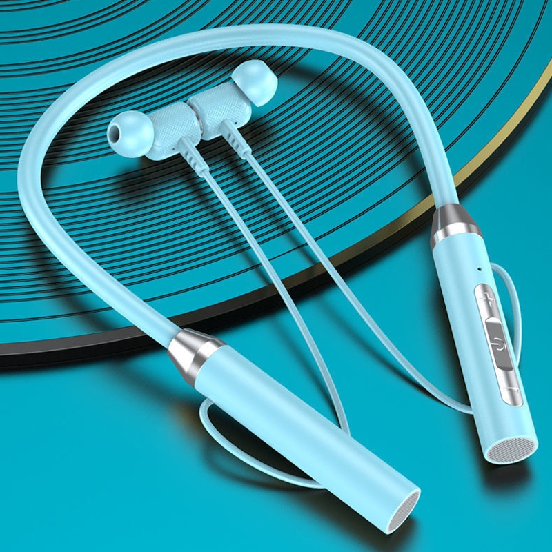 Wireless Hanging Neck Long Battery Life Sports Binaural Bluetooth Headset(Blue OPP Bag) - Shopkiz.com