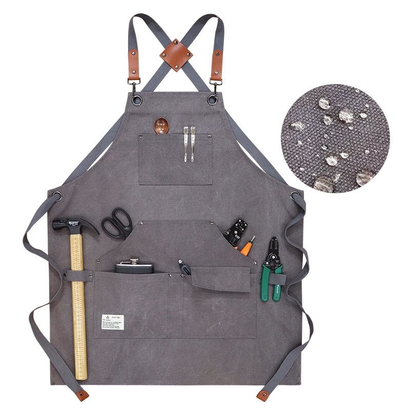 Carpentry Electrician Garden Heavy Canvas Workwear Apron, Color: Black Gray - Shopkiz.com