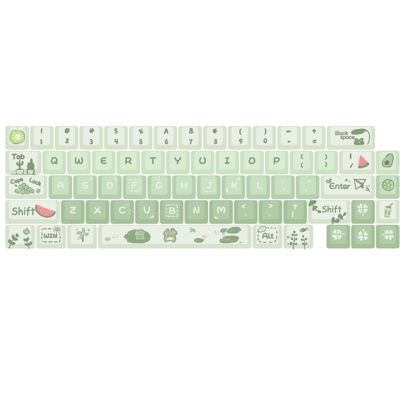 66 Keys 5-sided Heat Rise PBT Personalized Keycaps(Green) - Shopkiz.com