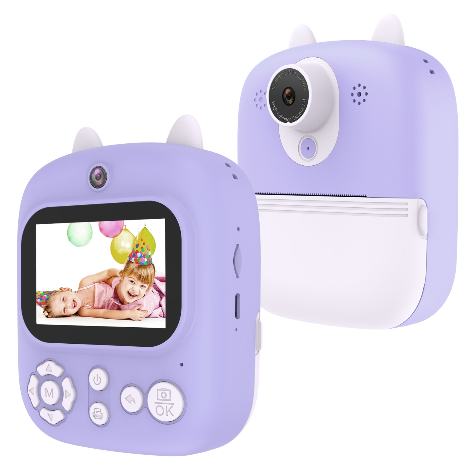 1200W Pixel 2.4 Inch Display Children Print Instant Camera Standard Purple