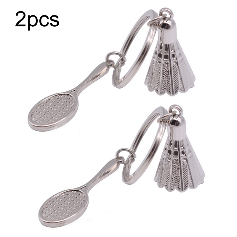 2pcs Simulated Badminton Metal Key Chain Arena Club Gift(Small)