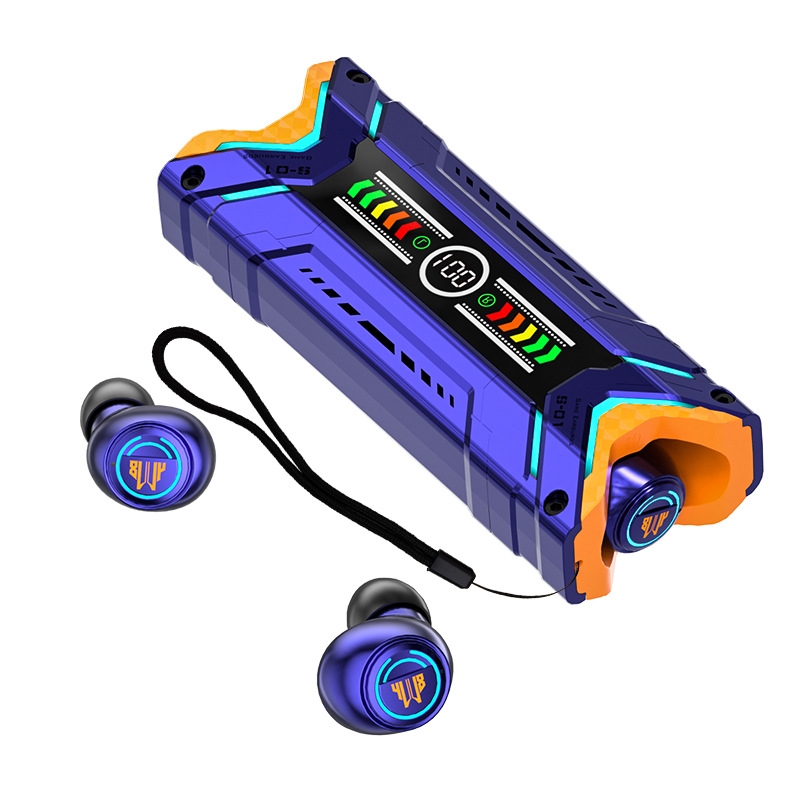 M48 LED Digital Display Mecha Style Wireless Bluetooth Headphone Gaming Long Range Headset(Blue) - Shopkiz.com