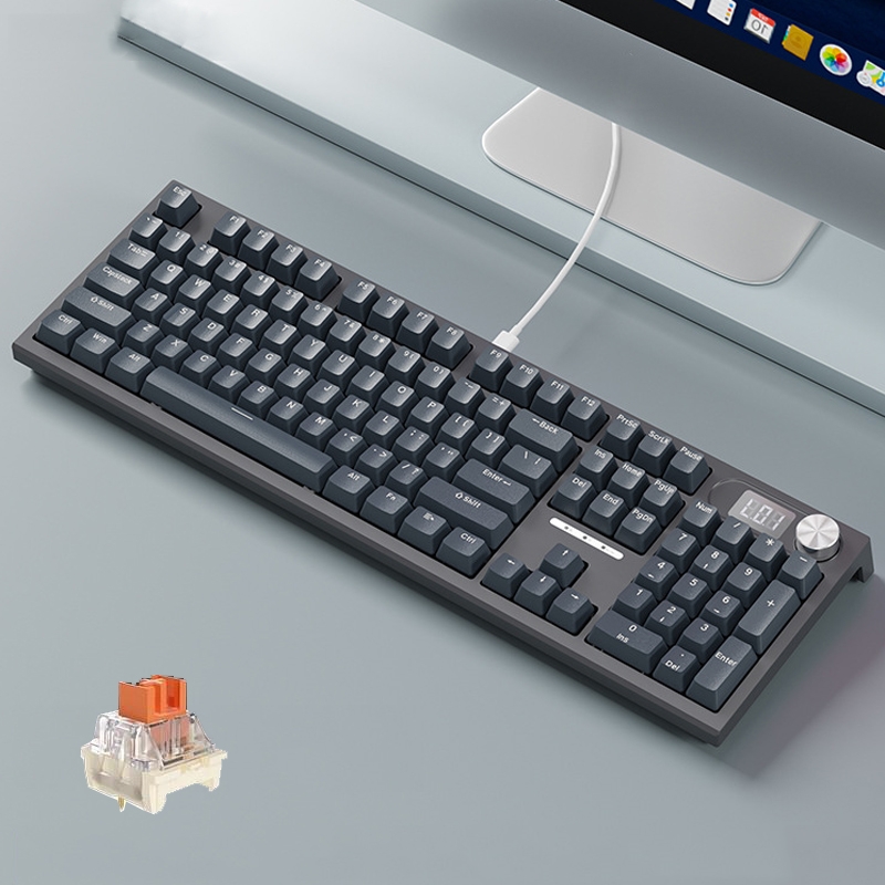 LANGTU LT104 Mechanical Keyboard Backlight Display Flexible DIY Keyboard, Style: Wired Single Mode Gold Axis (Gray Deep) - Shopkiz.com
