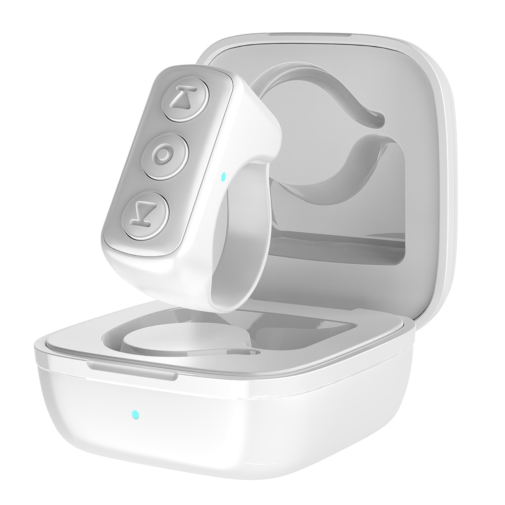 Mobile Phone Bluetooth Fingertip Remote Control Ring With Charging Compartment(Elegant White) - Shopkiz.com