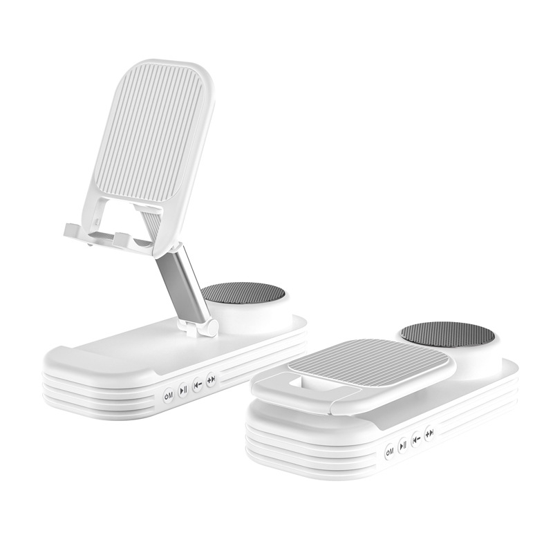 2-in-1 Desktop Bluetooth Speaker Stand Mobile Phone Tablet Holder(White) - Shopkiz.com