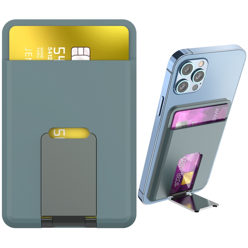 For IPhone 15 AhaStyle PT133-H Phone Magnetic Card Holder Stand Organizer Card Case(Green) - Shopkiz.com