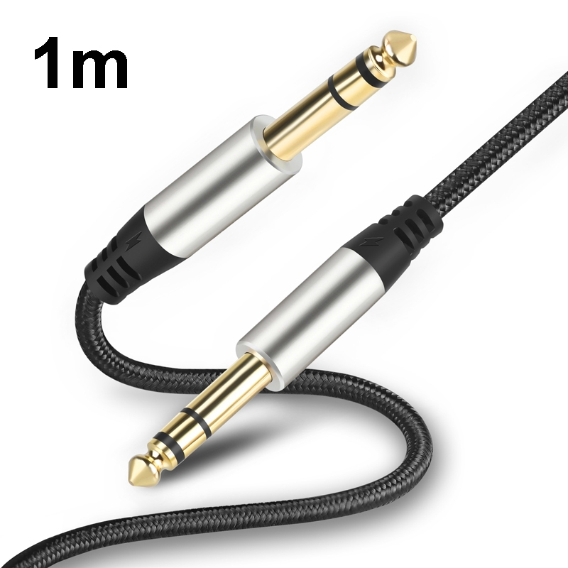 1m Audio Mixing Console Amplifier Drum Connection Cable 6.35MM Male To Male Audio Cable 28AWG OD4.0MM(Silver)