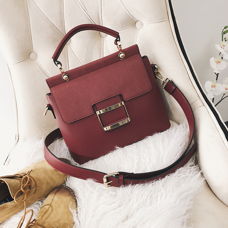 Women Frosted Wide Shoulder Strap Crossbody Square Bag Tote Single Shoulder Bag(Red) - Shopkiz.com