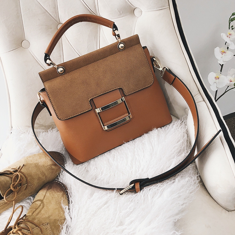 Women Frosted Wide Shoulder Strap Crossbody Square Bag Tote Single Shoulder Bag(Brown) - Shopkiz.com