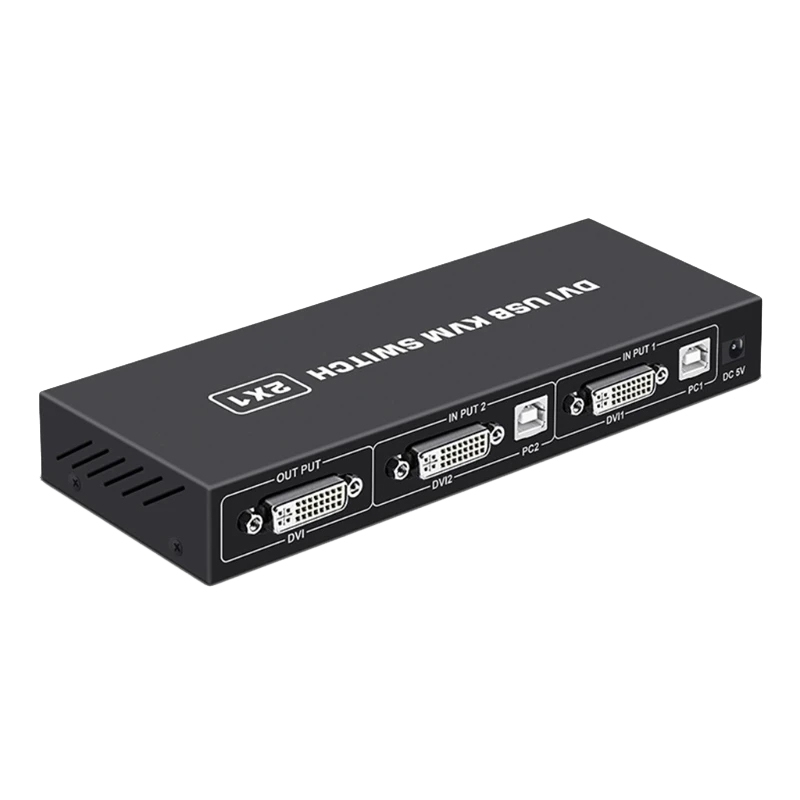 4K DVI USB KVM Switch DVI 2 In 1 Out Adapter Two Computer Shared Switcher Hub(Black) - Shopkiz.com