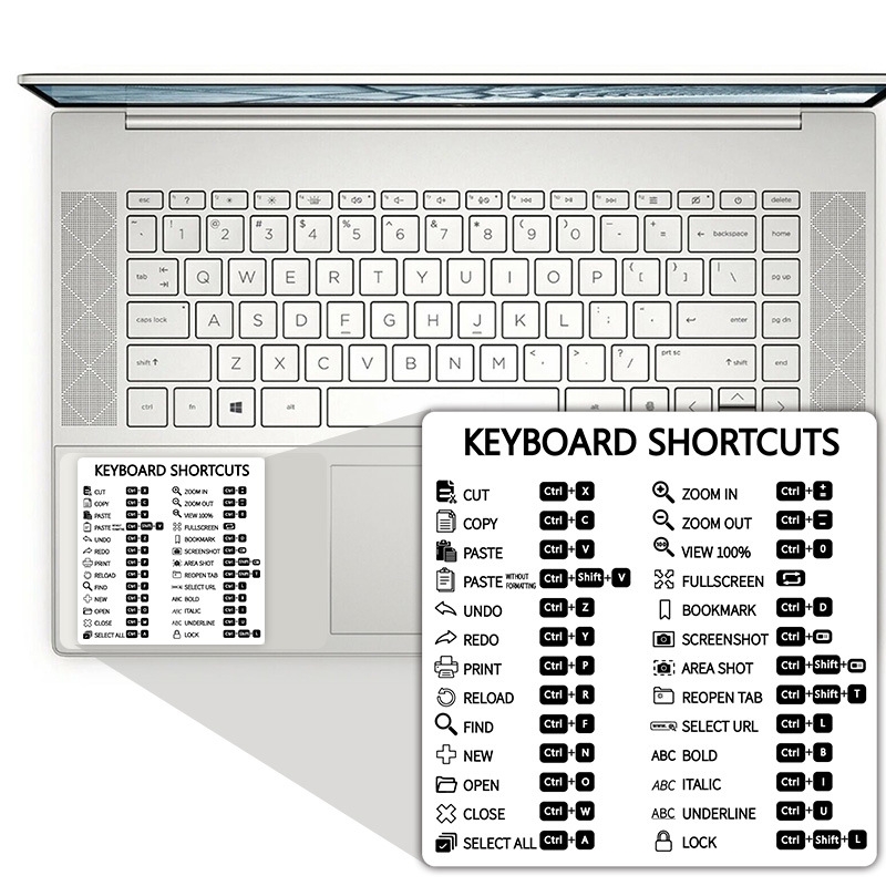 Laptop Shortcut Keys PVC Sticker - Shopkiz.com