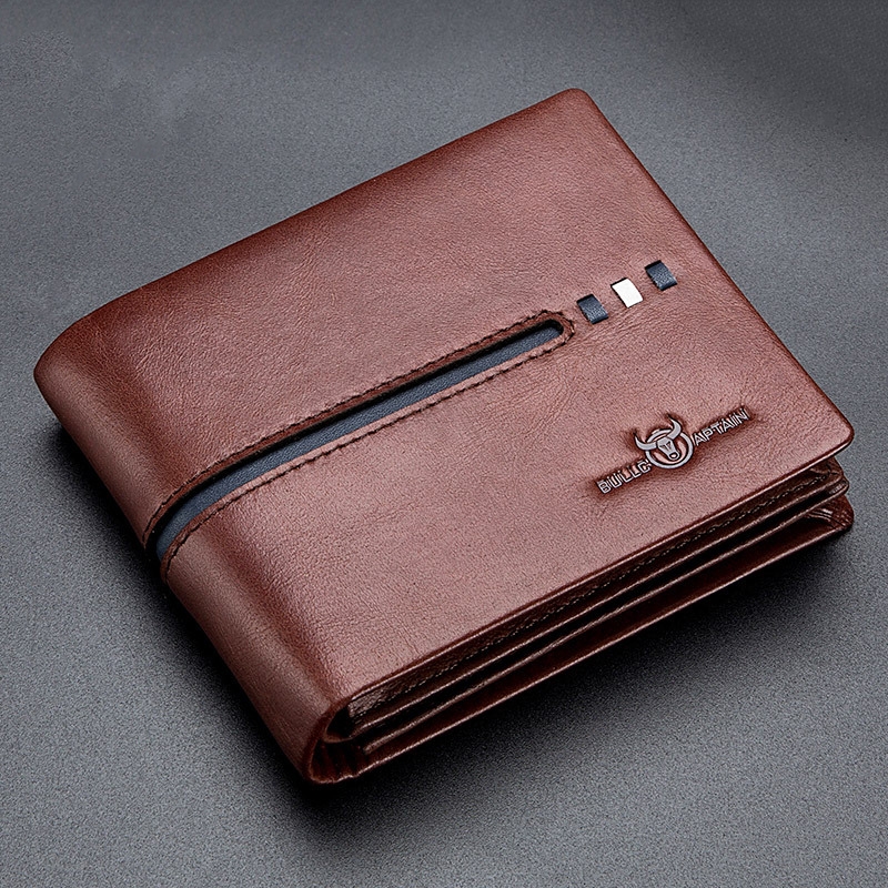 BULL CAPTAIN 0200 Large-capacity First-layer Cowhide Multi-card Slot Wallet RFID Anti-theft Card Holder(Coffee) - Shopkiz.com