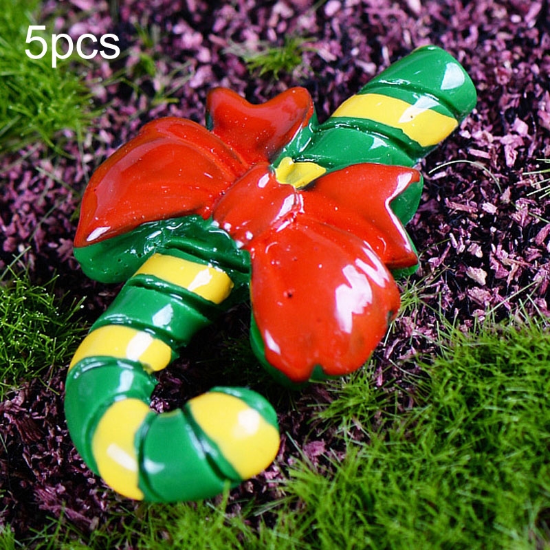 5pcs Christmas Decorations Resin Crafts Gifts Home Decorations Small Ornaments, Style: Yellow Green Cane - Shopkiz.com