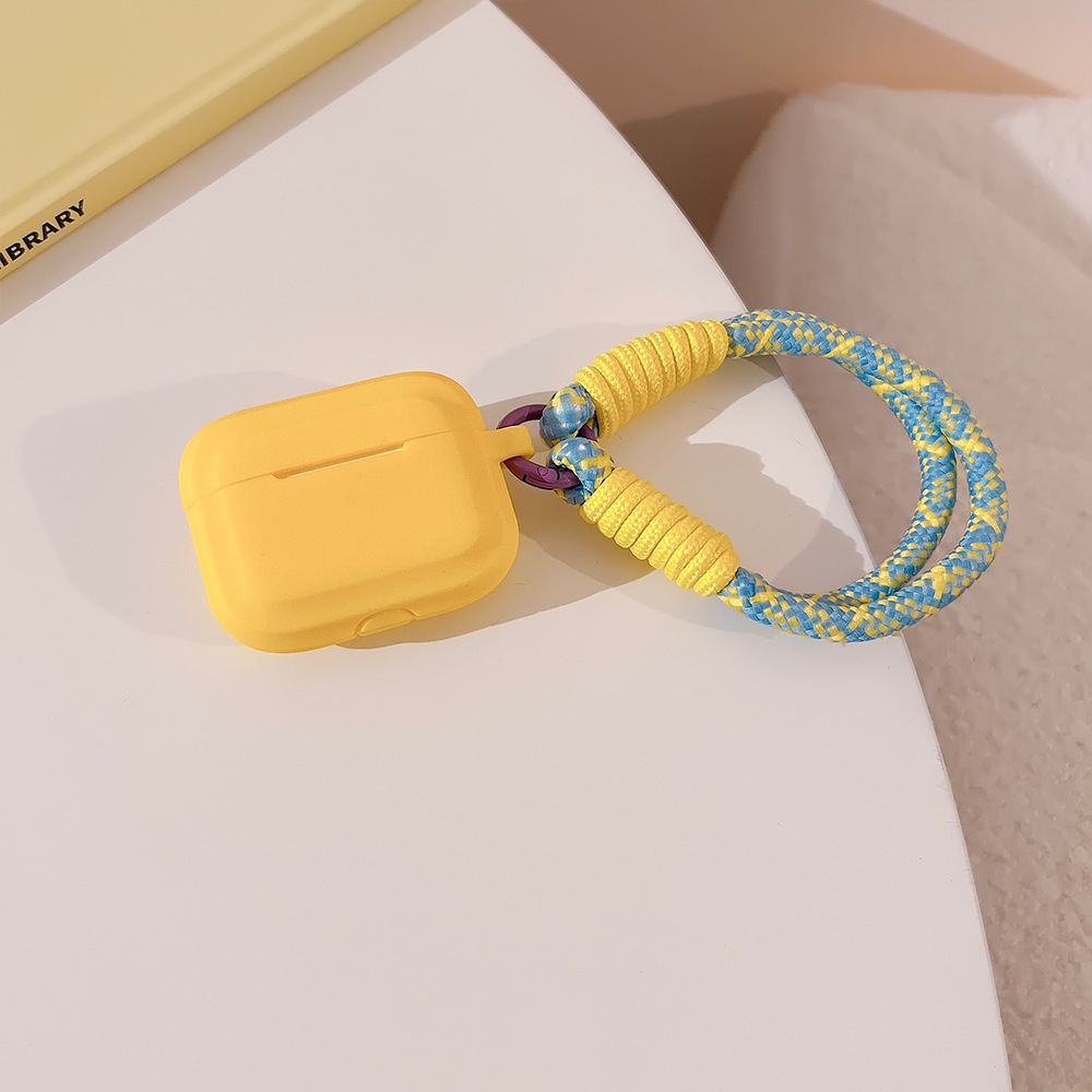 For AirPods Pro Dopamine Contrast Color Silicone Earphone Cover With Hand Strap(Yellow) - Shopkiz.com