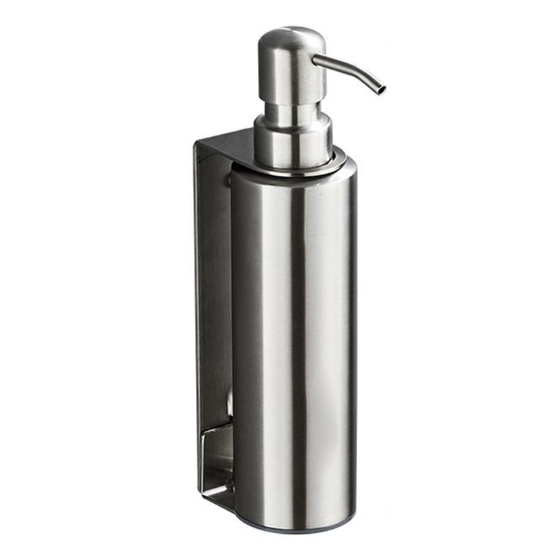 Hotel Stainless Steel Soap Dispenser Home Wall Mounted No Punch Press To Soap Bottle, Style: Round 1 Barrel - Shopkiz.com