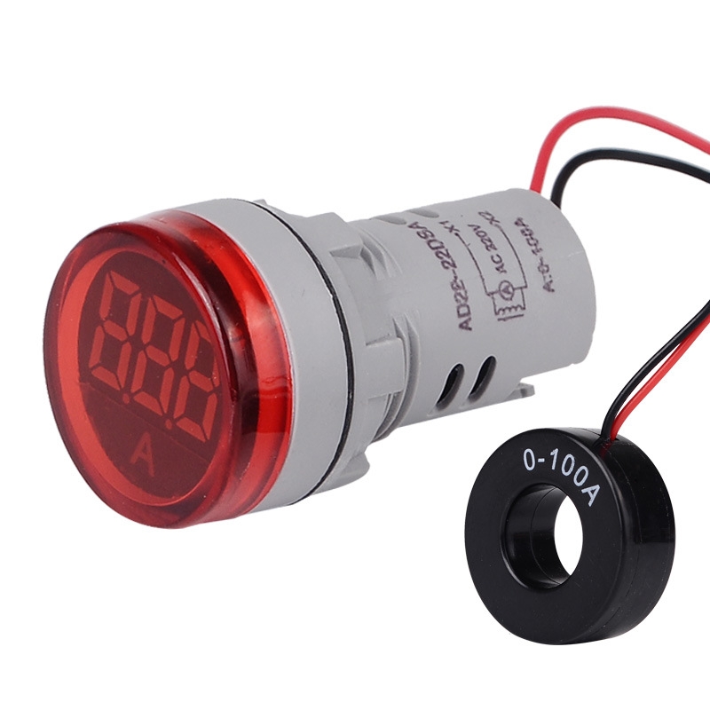 SINOTIMER ST16A Round 22mm LED Digital Signal Light 220V AC Ammeter 0-100A AC Current Indicator Light(01 Red) - Shopkiz.com